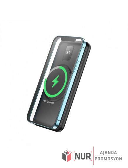 Kablosuz Şarj Destekli 10000 mAh Dijital Göstergeli Powerbank 